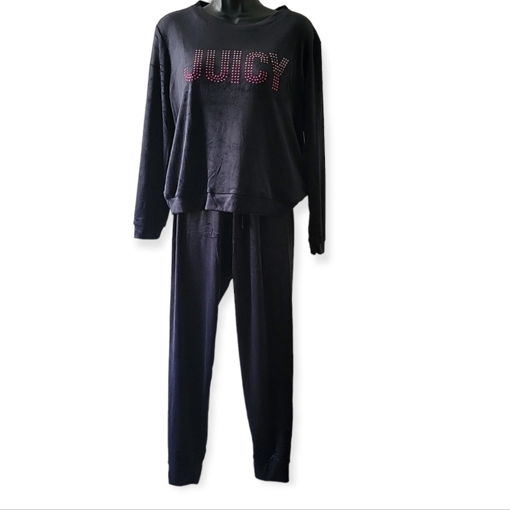 Juicy Couture Velour Two Piece Rhinestone PJ Set Size Medium
